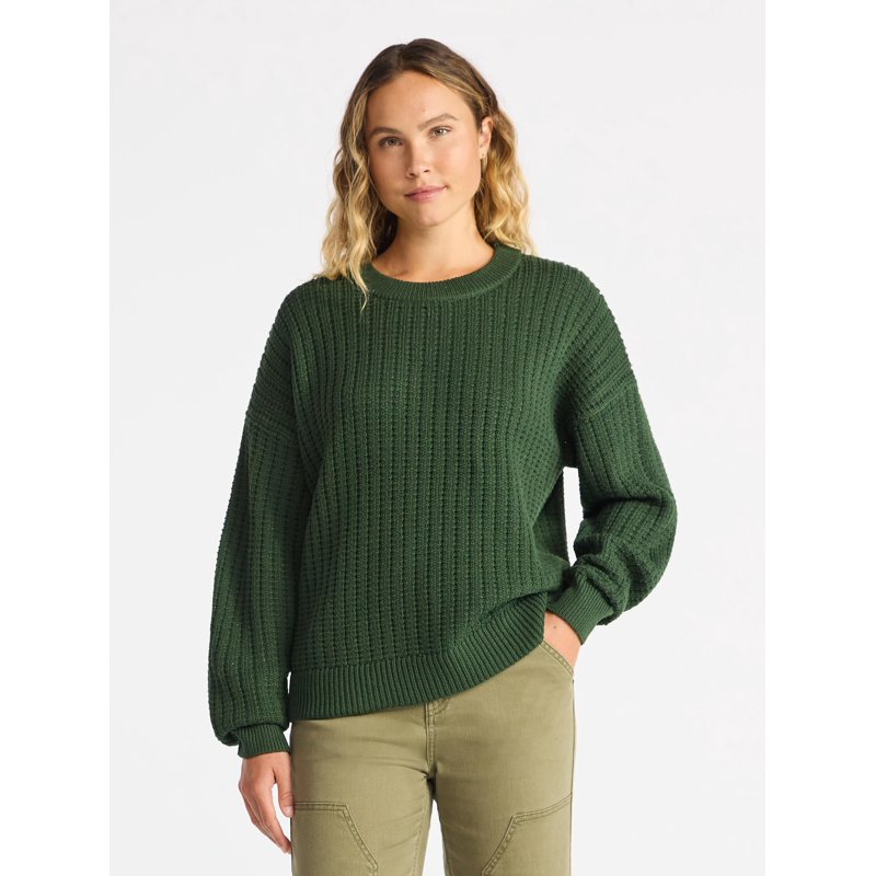 Time and Tru Women's and Women’s Plus Textured Stitch Sweater Midweight Sizes XS-4X
