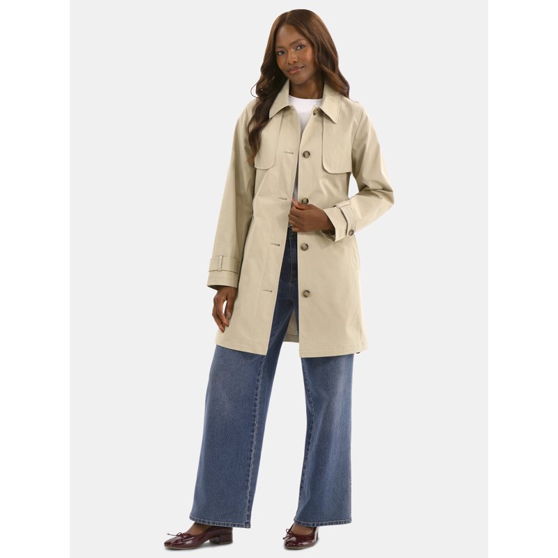 Time And Tru Women's Belted Trench Coat Midweight Sizes XS-2X