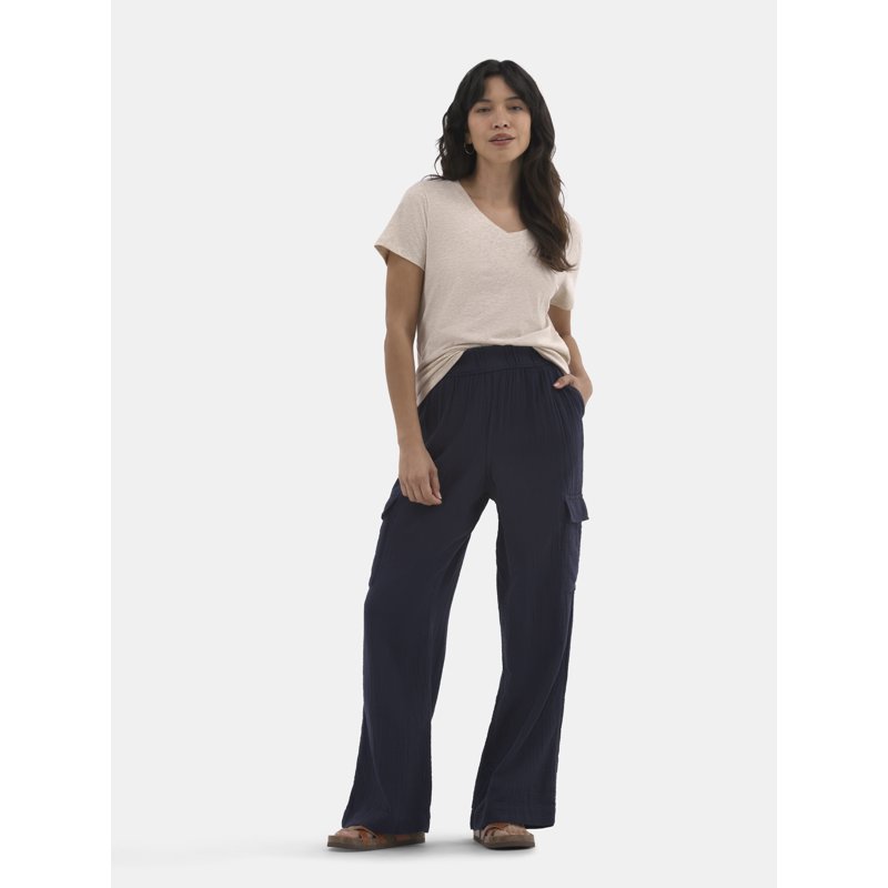 Time And Tru Women's Cotton V-Neck Tee With Short Sleeves Sizes XS-XXXL