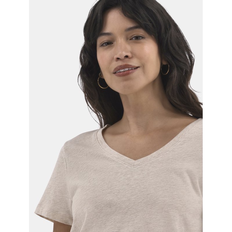 Time And Tru Women's Cotton V-Neck Tee With Short Sleeves Sizes XS-XXXL