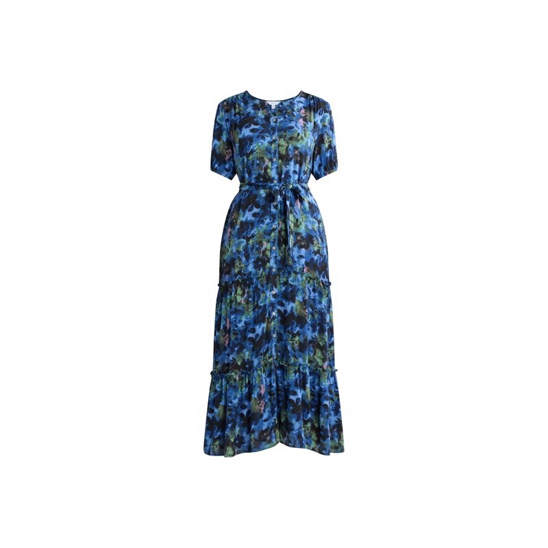 Time And Tru Women's Crinkle Maxi Dress With Short Sleeves Sizes XS-XXXL