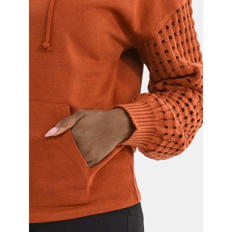 Time And Tru Women's Fleece Hoodie With Crochet Long Sleeves Sizes XS-XXXL