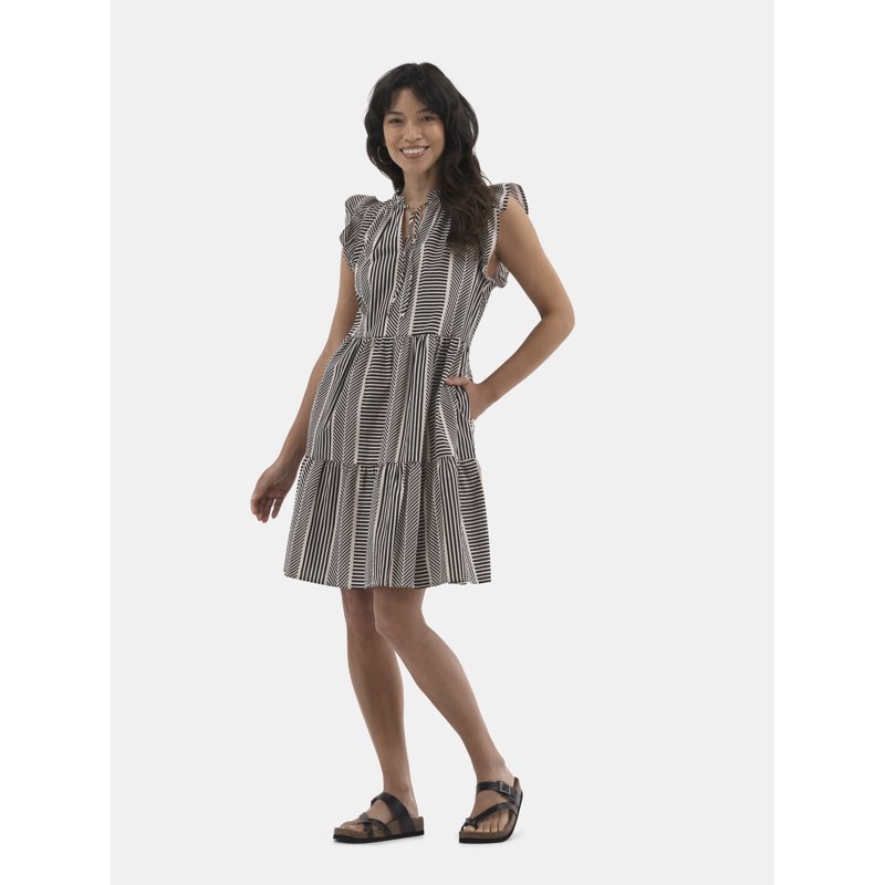 Time and Tru Women's Flutter Sleeve Mini Dress Sizes XS-XXXL Time and Tru Women's Flutter Sleeve Mini Dress Sizes XS-XXXL