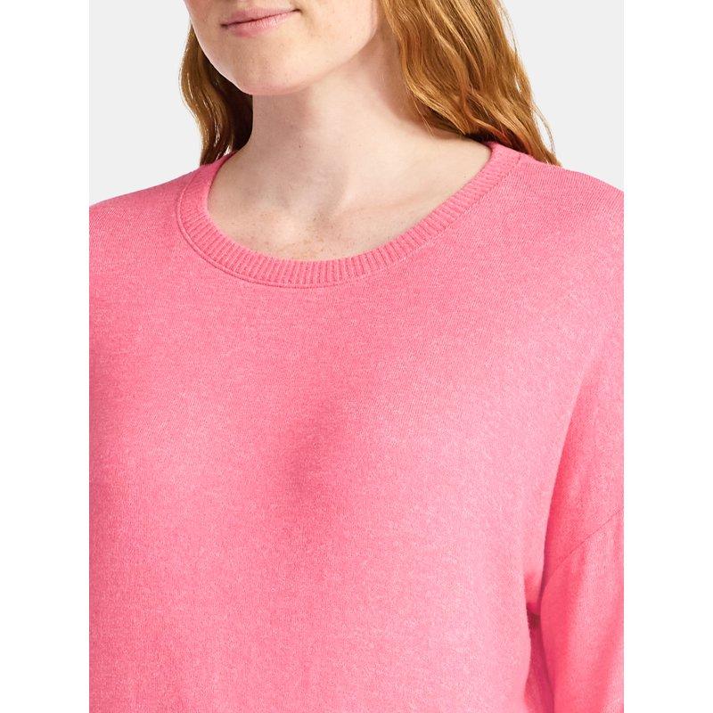 Time And Tru Women's Hacci Knit Tee With Long Sleeves Sizes XS-XXXL