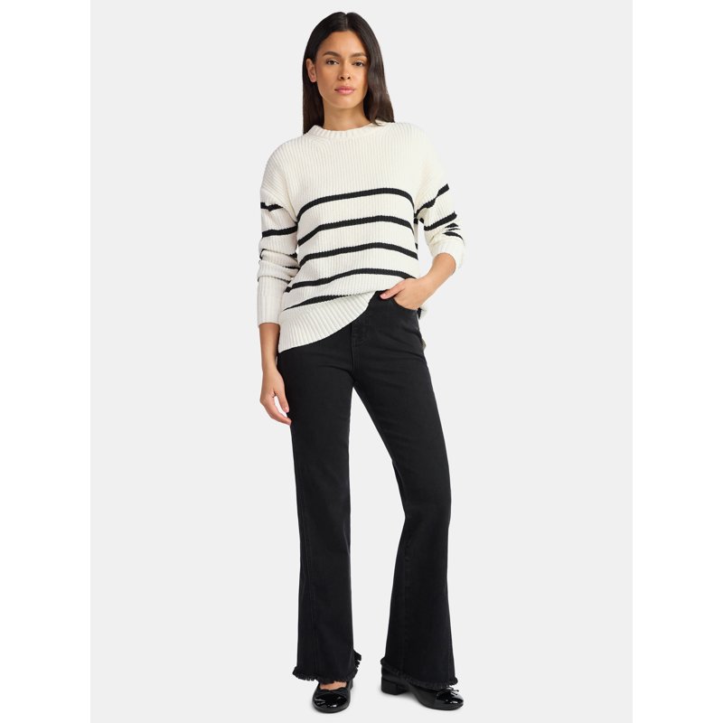 Time And Tru Women's High Rise Flare Jeans With Side Seam Details 32" Inseam Sizes 0-20