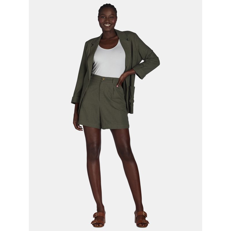 Time And Tru Women’s Linen Blend Shorts 5” Inseam Sizes XS-XXXL