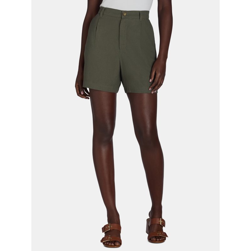 Time and Tru Women’s Linen Blend Shorts 5” Inseam Sizes XS-XXXL