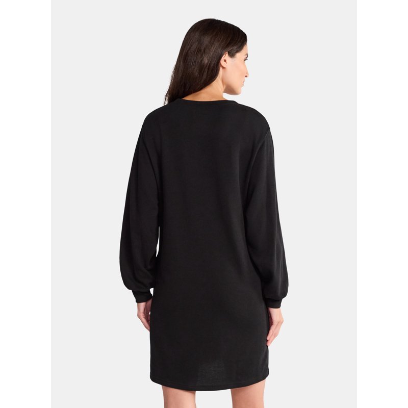 Time And Tru Women's Maternity French Terry Sweatshirt Dress With Long Sleeves Sizes S-XXL