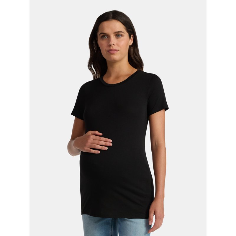 Time and Tru Women's Maternity Non-Shirred Tee with Short Sleeves Size S-XXL