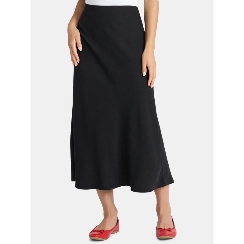 Time and Tru Women's Midi Pull On Slip Skirt Sizes XS-XXXL