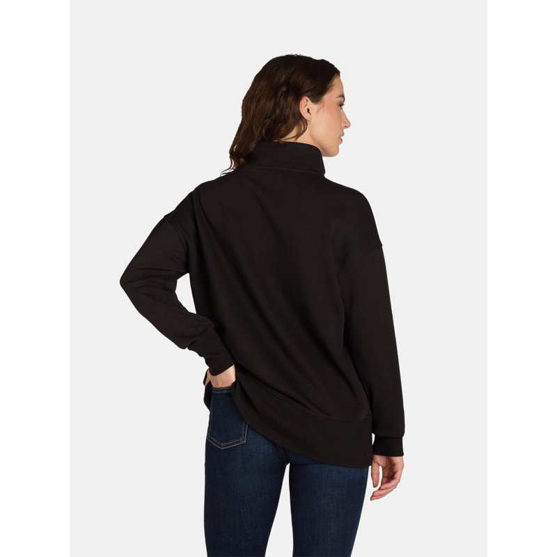 Time And Tru Women's Mock Neck Sweatshirt With Button Placket Sizes XS-XXXL