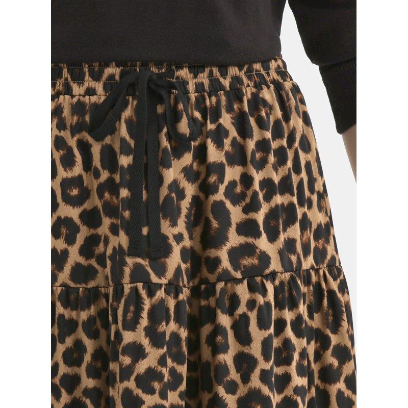 Time And Tru Women's Print Tiered Pull On Midi Skirt Sizes XS-XXXL
