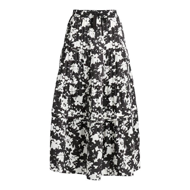 Time And Tru Women's Printed Tiered Midi Skirt Sizes XS-XXXL