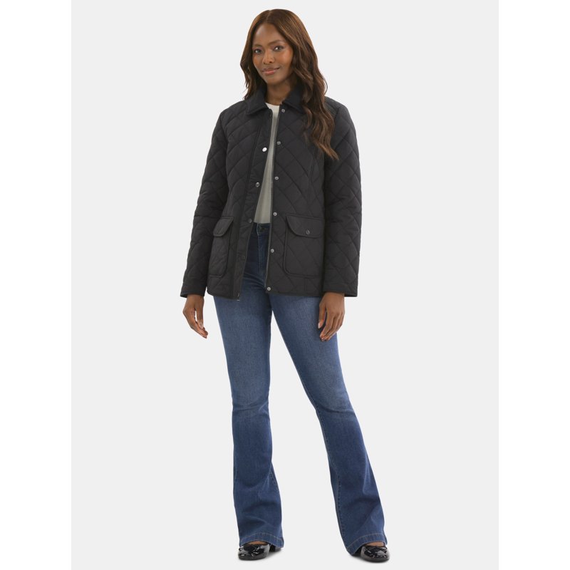 Time And Tru Women's Quilted Barn Coat Midweight Sizes XS-3X
