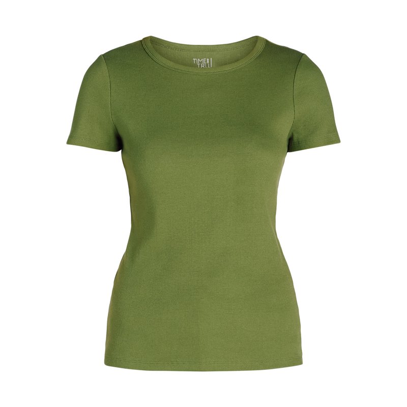 Time And Tru Women's Short Sleeve Rib Tee Sizes XS - XXXL