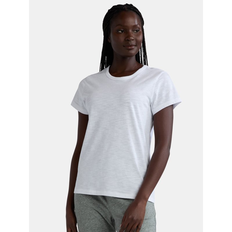 Time and Tru Women’s Slub Jersey Crewneck Tee with Short Sleeves 2-Pack Sizes XS-3XL