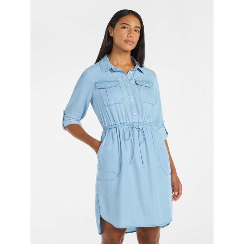 Time and Tru Women’s Soft Chambray Utility Shirt Dress Sizes XS-XXXL Time and Tru Women’s Soft Chambray Utility Shirt Dress Sizes XS-XXXL