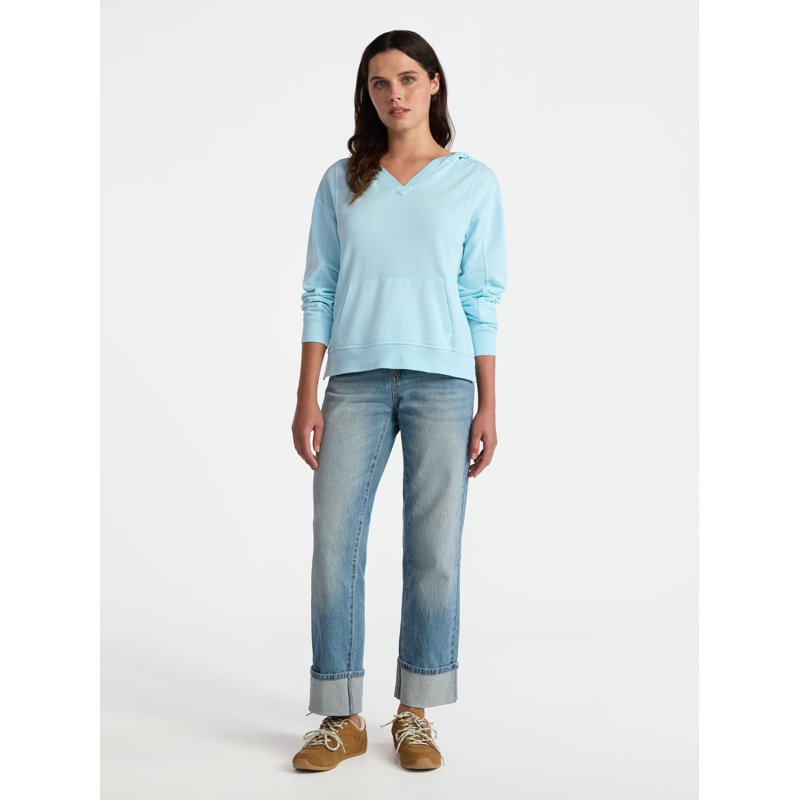 Time And Tru Women's Split Neck Hoodie Sizes XS-3XL