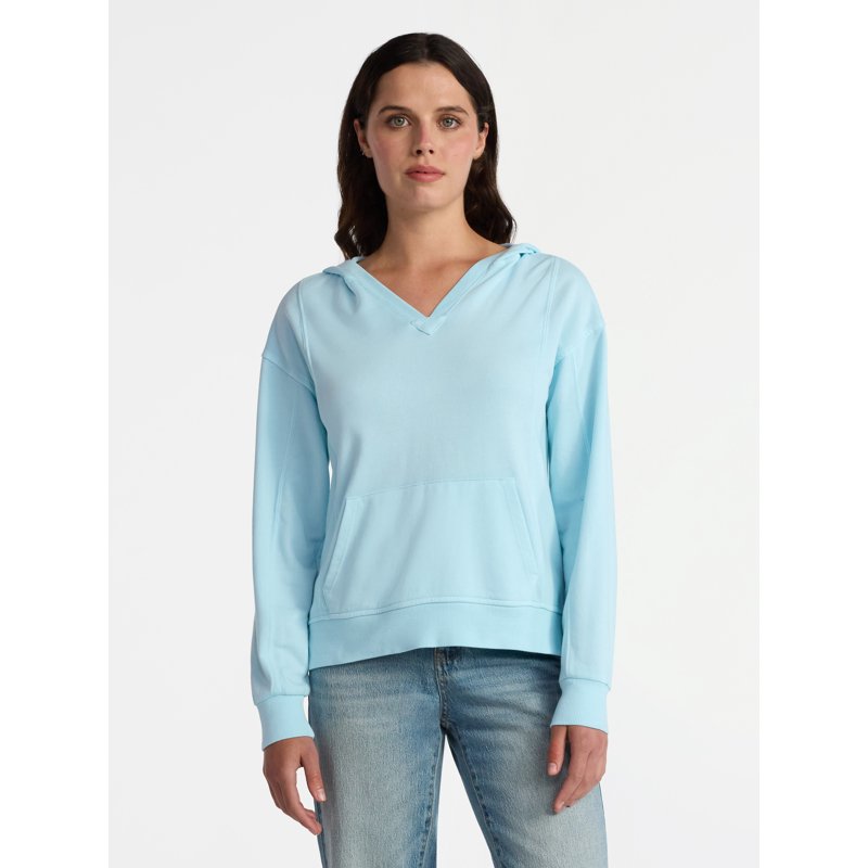 Time and Tru Women's Split Neck Hoodie Sizes XS-3XL