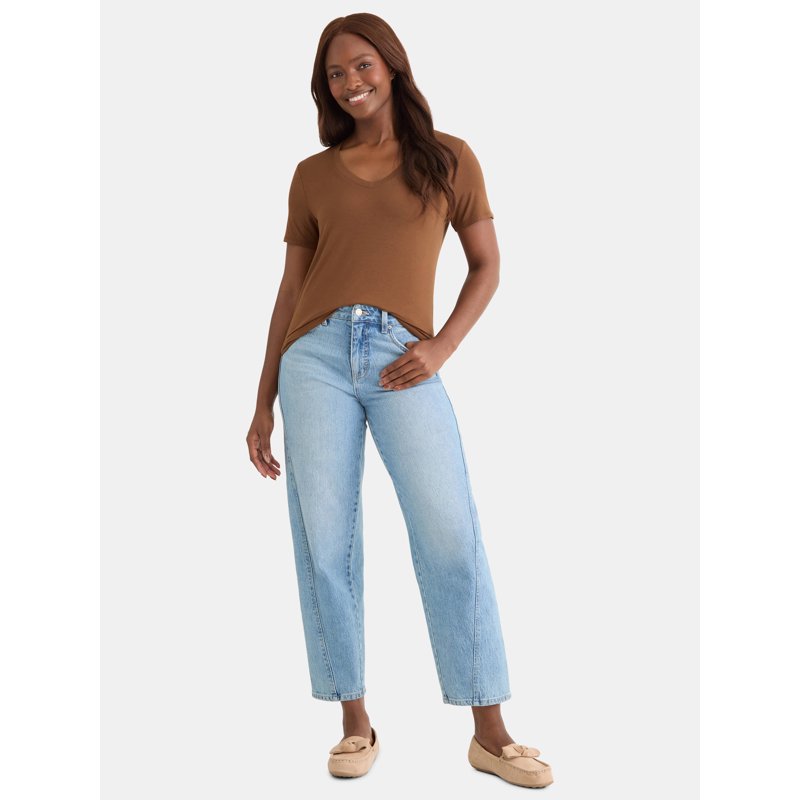 Time And Tru Women's V-Neck Tunic Tee With Short Sleeves Sizes XS-XXXL