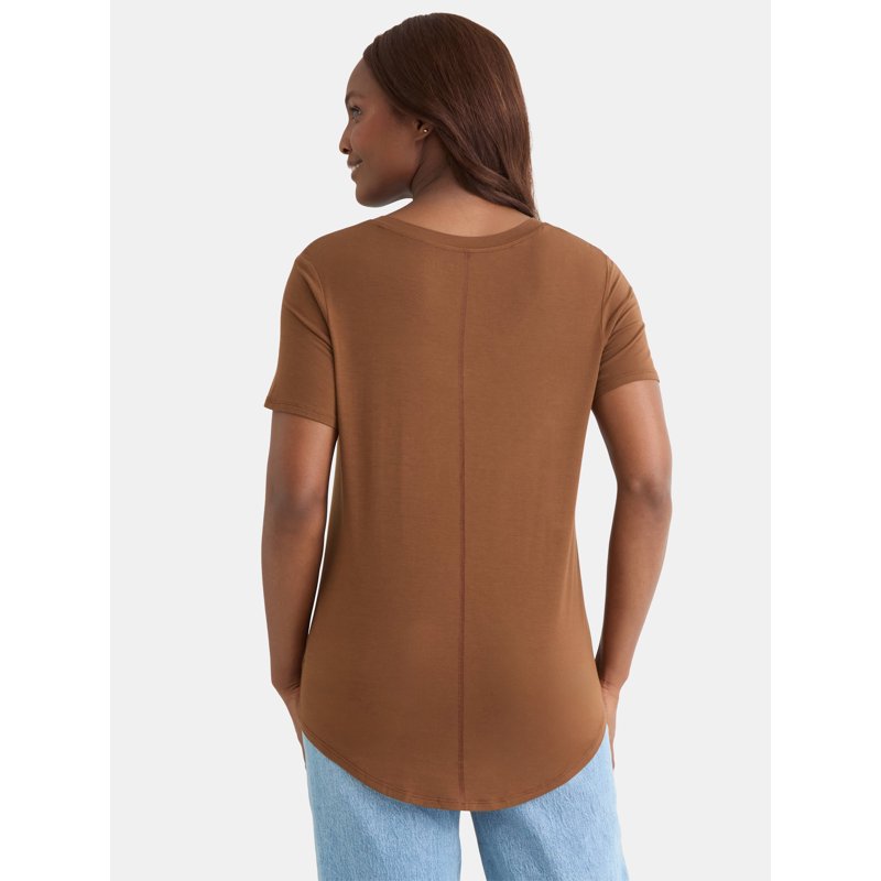 Time And Tru Women's V-Neck Tunic Tee With Short Sleeves Sizes XS-XXXL