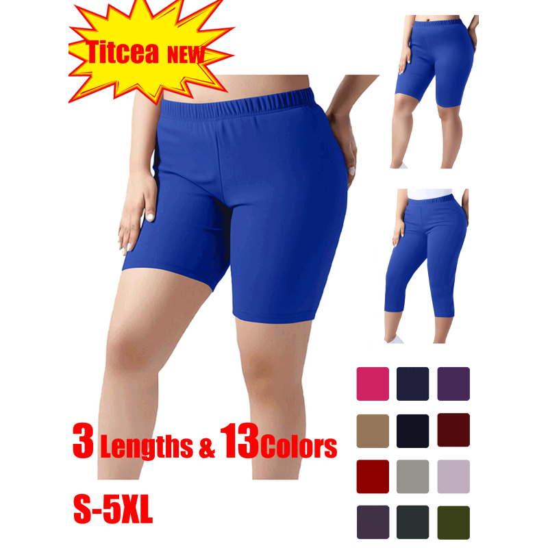 Titcea Plus Size Yoga Shorts for Women(L-5XL)  High Waisted Stretchy Soft Biker Shorts Women's Shorts for Workout/Running/Hawaiian Beach Vacation