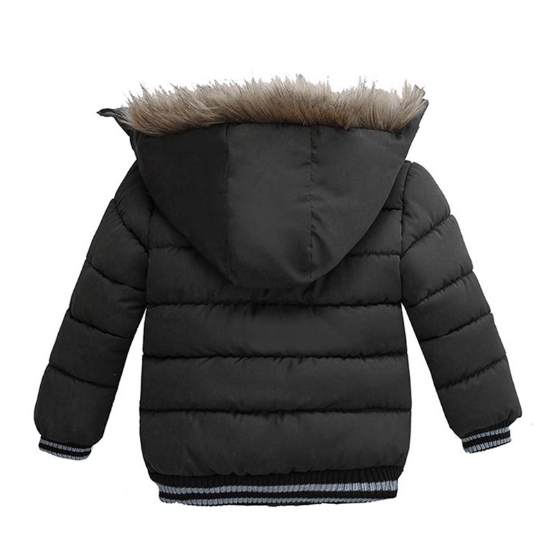 Toddler Boy Coats Jacket Children Hooded Fashion Kids Warm Outerwear For Boys Fall Winter Clothes Size 3-4T Black