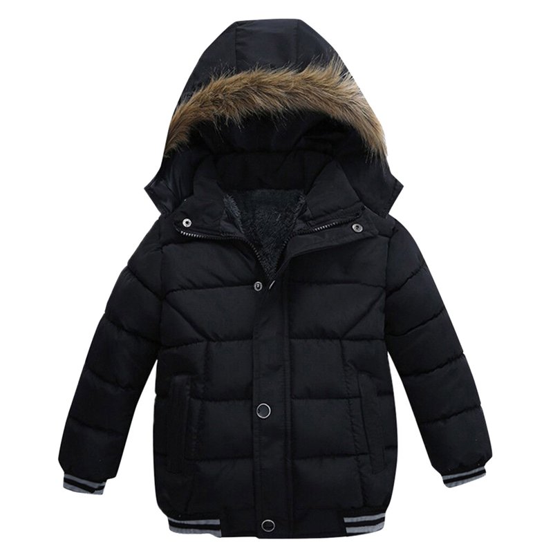 Toddler Boy Coats Jacket Children Hooded Fashion Kids Warm Outerwear for Boys Fall Winter Clothes Size 3-4T Black