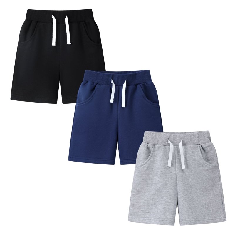 Toddler Boys' Shorts 3-Pack Short Summer Cotton Casual Grey Black Navy Pants With Pockets 18M