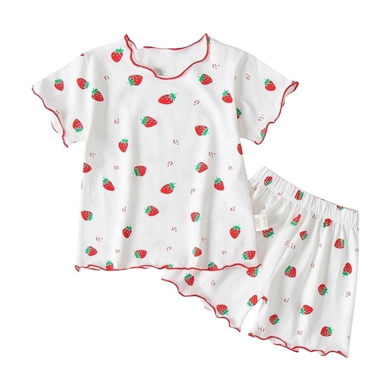 Toddler & Little Girls Pajamas Cute Floral Fruit Tee & Pants Pj Spring Set Kid