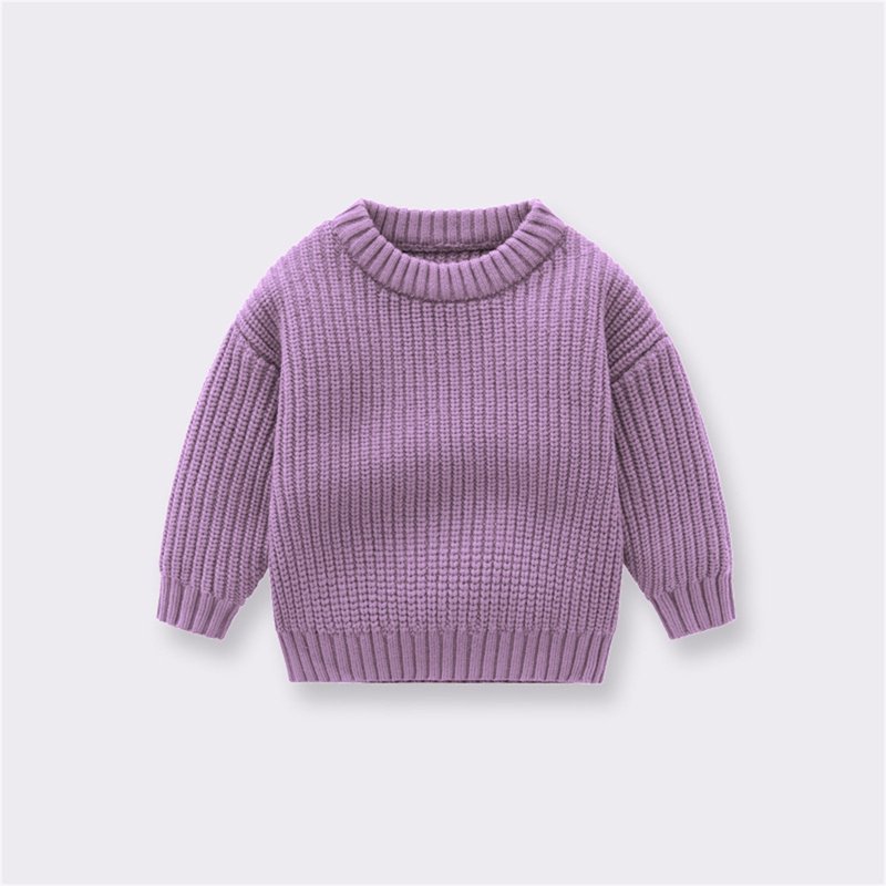 Toimothcn Toddler Infant Boys Sweater Simple Solid Color Ribbed Knit Sweaters Long Sleeve Crew Neck Warm Soft Loose Fit Pullover Knitted Sweater Children'S Winter Clothes