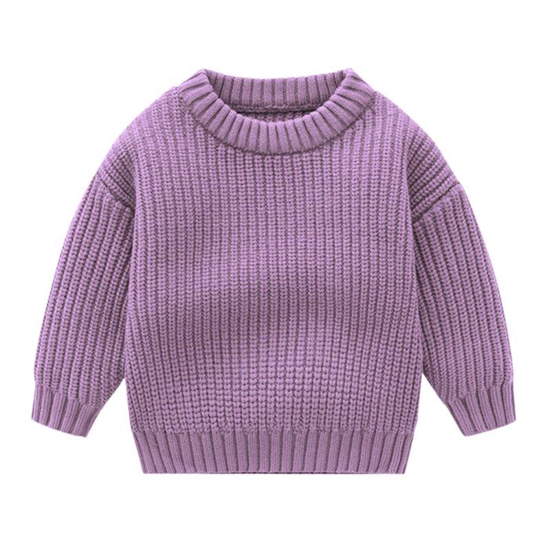 Toimothcn Toddler Infant Boys Sweater Simple Solid Color Ribbed Knit Sweaters Long Sleeve Crew Neck Warm Soft Loose Fit Pullover Knitted Sweater Children'S Winter Clothes