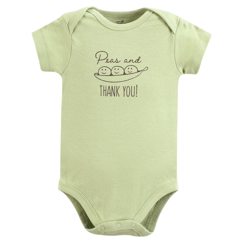 Touched By Nature Unisex Baby Organic Cotton Bodysuits Peas And Thank You Preemie