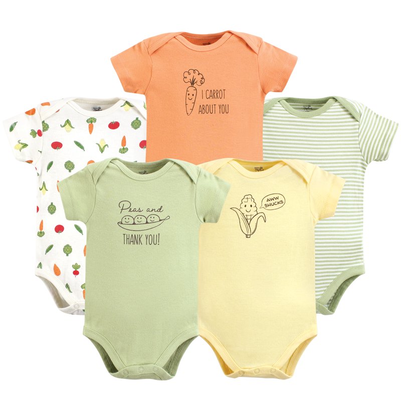 Touched by Nature Unisex Baby Organic Cotton Bodysuits Peas And Thank You Preemie