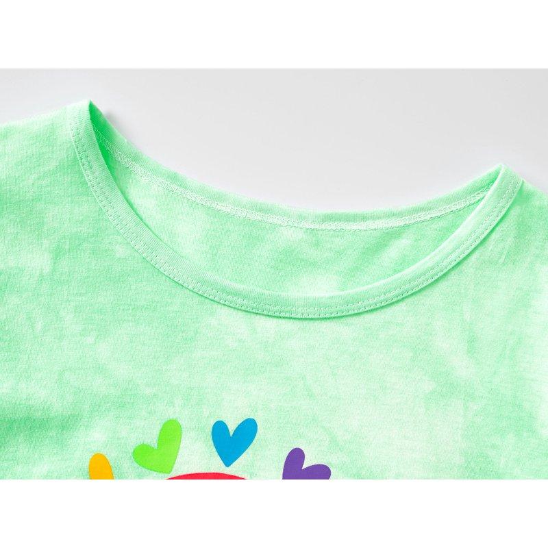 Trendy Tie Dye Pajama Set For Little & Big Girls - Rainbow Graphic Long Sleeves & Pants PJ Set Size 18