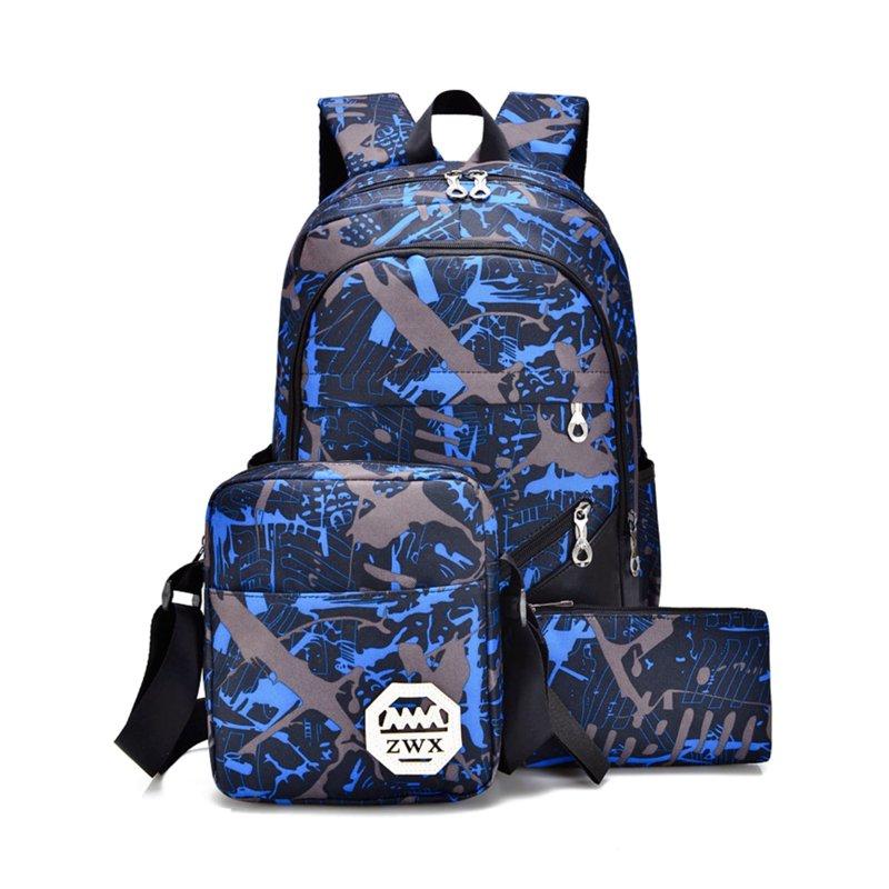 Tyethy School Backpack Boys School Bag Set with Crossbody Bag and Pencil Case 3-in-1 Kids Backpack Bookbag for Elementory Blue
