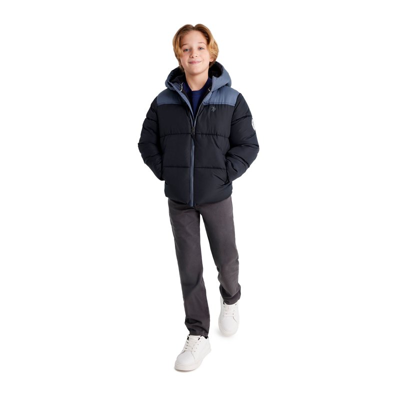 U.S Polo Assn. Boys Colorblock Puffer Jacket Sizes 4-18