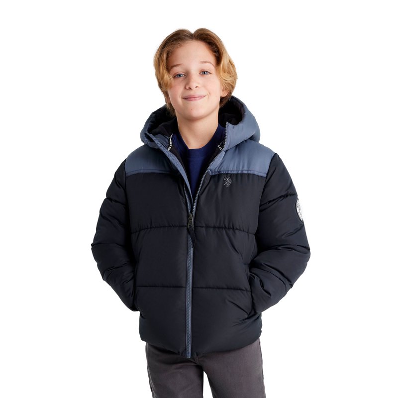 U.S Polo Assn. Boys Colorblock Puffer Jacket Sizes 4-18