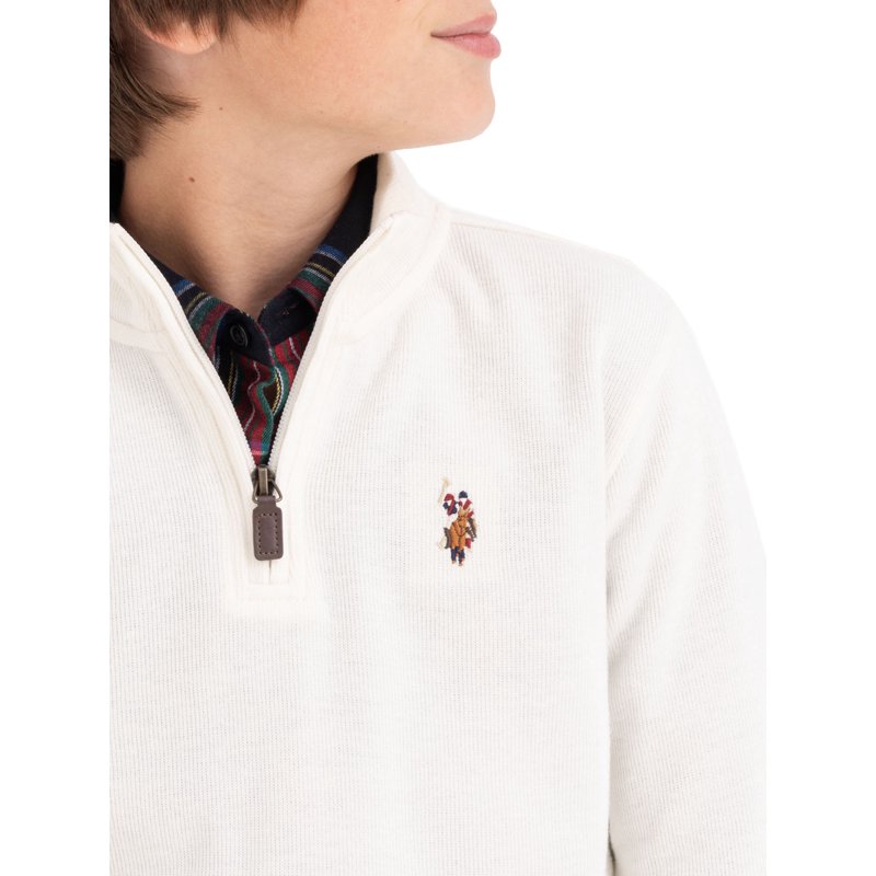 U.S. Polo Assn. Boys Flatback Rib Quarter Zip Sizes 4-18