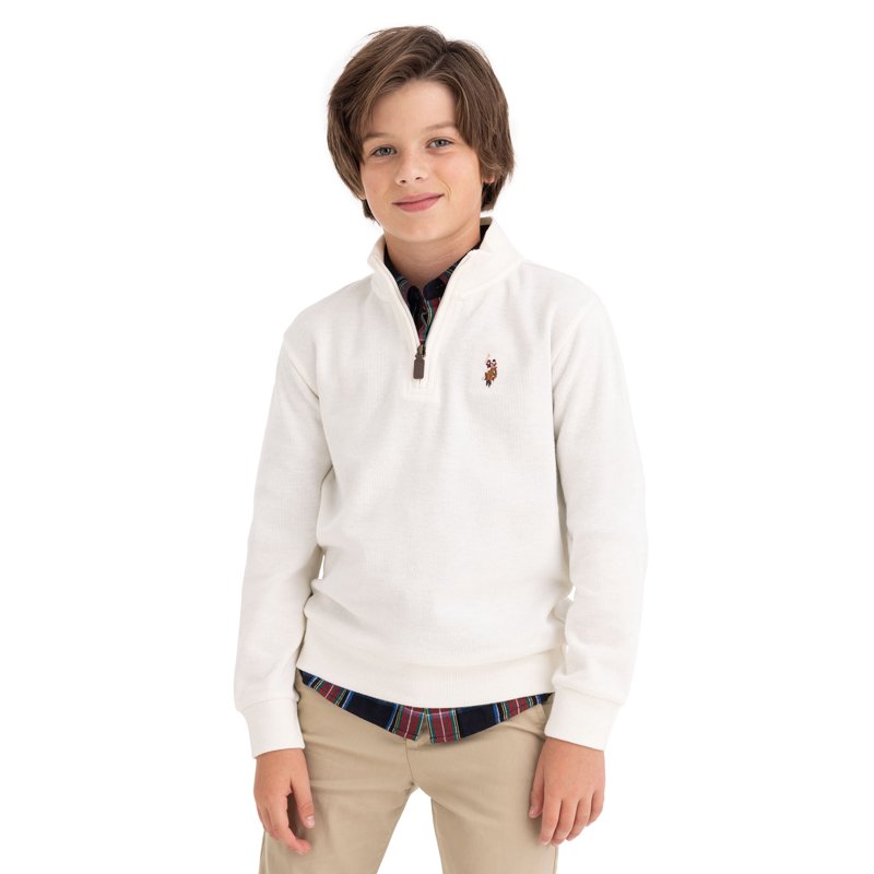 U.S. Polo Assn. Boys Flatback Rib Quarter Zip Sizes 4-18