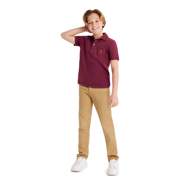 U.S. Polo Assn. Boys Stretch Twill 5-Pocket Straight Fit Pant Sizes 4-18