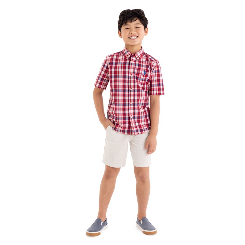 U.S. Polo Assn. Short Sleeve Button-Up Shirt For Boys Sizes 4-18