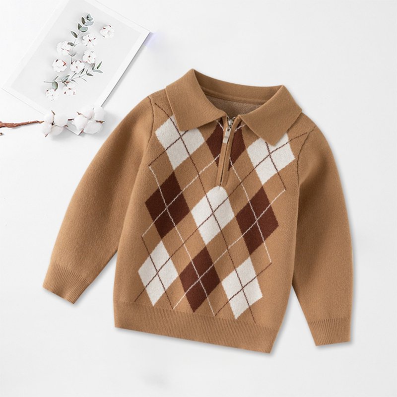 Utlike Boys Knit Cardigan Sweater Classic Pattern Pullover Knit Sweaters Casual Loose Fit Half Zip Cardigan For Kids Comfortable Winter Fall Unisex Softness Top Leisure Wear Size 4 Years-5 Years