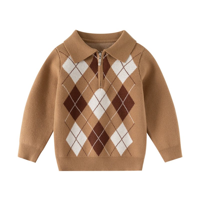 Utlike Boys Knit Cardigan Sweater Classic Pattern Pullover Knit Sweaters Casual Loose Fit Half Zip Cardigan For Kids Comfortable Winter Fall Unisex Softness Top Leisure Wear Size 4 Years-5 Years