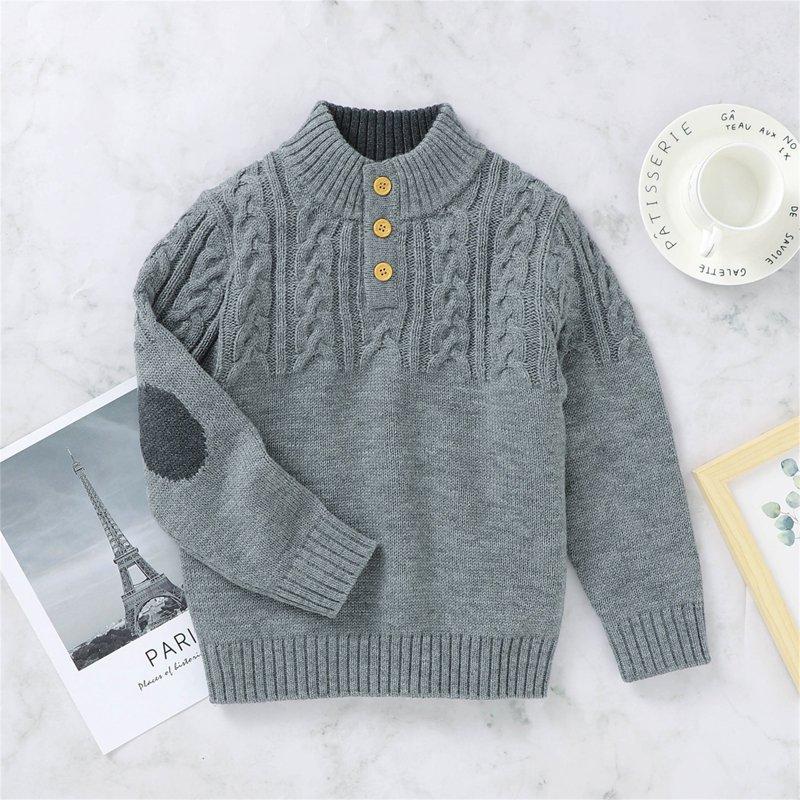 Utlike Boys Knit Sweater Baby Toddler Kids Patchwork Sweaters Thermal Jacket Knit Button Closure Coat Outwear Unisex Comfort Fit Top For Daily Wear Size 2 Years-3 Years