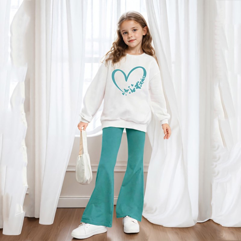 Utlike Girls Outfit Sets Cute Letter Printed Crew Neck Long Sleeve Hoodie And Pants Girls Stylish Clothing Sets Size 9 Years-10 Years