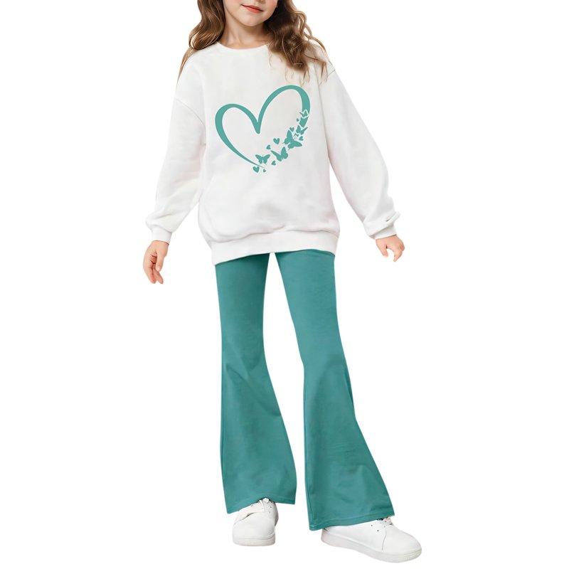 Utlike Girls Outfit Sets Cute Letter Printed Crew Neck Long Sleeve Hoodie And Pants Girls Stylish Clothing Sets Size 9 Years-10 Years