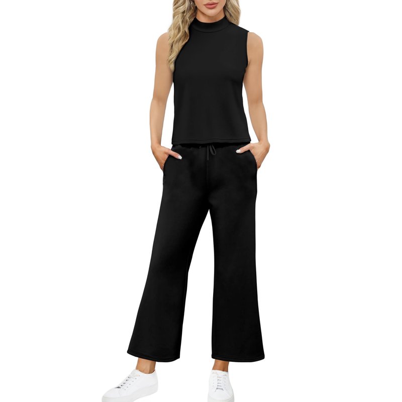 UVN Outfit Sets For Women Summer Sleeveless Tops And Pants Sweatsuits Casual 2 Piece Tracksuit Lounge Set