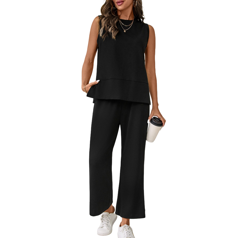 UVN Women Outfits Sets Summer 2 Piece Sets Casual Sweatsuits Sleeveless Tops and Pants Lounge Sets