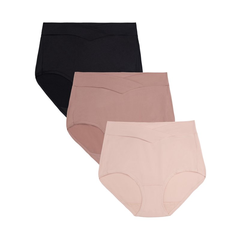 Vanity Fair Radiant Women's Silky Stretch Brief Underwear - V-Front Waist Comfort Stretch 3-Pack Sizes S-5XL